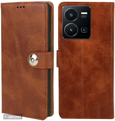 Coverblack Shock Proof Artificial Leather Flip Cover For Vivo Y90Brown-thumb0