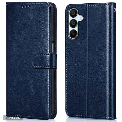 Coverblack Vintage Magnatic Closer Matte Leather Flip Cover For Samsung M15 5GSmm156BNavy Blue-thumb2