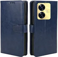 Coverblack Magnetic Case Artificial Leather,Rubber Flip Cover For Realme C55Navy Blue-thumb1