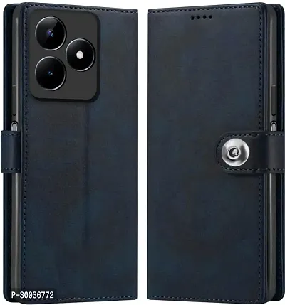 Coverblack Magnetic Case Artificial Leather,Silicon Flip Cover For Realme Rmx3830 , Realme_C51Navy Blue-thumb0