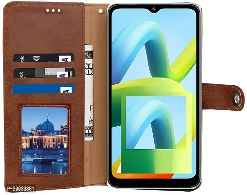 Coverblack Magnetic Case Artificial Leather,Silicon Flip Cover For Mi M2006C3Mi , Mi Redmi 9Brown-thumb3