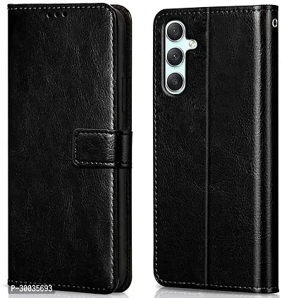 Coverblack Magnetic Case Artificial Leather,Rubber Flip Cover For Samsung Galaxy A34 5GVenom Black