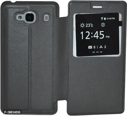 Coverblack Grip Case Artificial Leather,Plastic Flip Cover For Mi Redmi 2 PrimeBlack