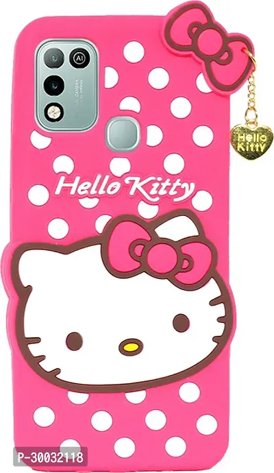 Coverblack Flexible Rubber Back Cover For Infinix Hot 10 PlayHello Kitty Pink