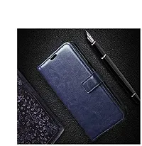 Coverblack Dual Protection Artificial Leather,Rubber Flip Cover For Lenovo A6010+Navy Blue-thumb2