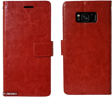 Coverblack Dual Protection Artificial Leather,Rubber Flip Cover For Samsung Galaxy S8Vintage Red-thumb2