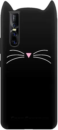 BUSTYLE Cat Kitty Back Cover Compatible with Vivo V15 Pro - Black