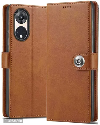 Coverblack Hybrid Tpu Artificial Leather,Silicon Flip Cover For Reno 8T 5GCph2505Vintage Brown-thumb0