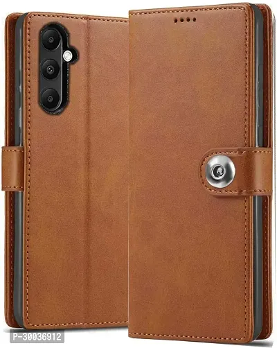 Coverblack Matte Finish Artificial Leather,Silicon Flip Cover For Samsung A05SSma057FVintage Brown