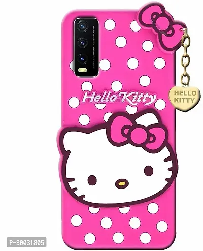 Coverblack Flexible Rubber Back Cover For Vivo Y12GKitty Pink-thumb3