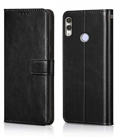 Cloudza Honor 10 Lite Flip Back Cover | PU Leather Flip Cover Wallet Case with TPU Silicone Case Back Cover for Honor 10 Lite Bk