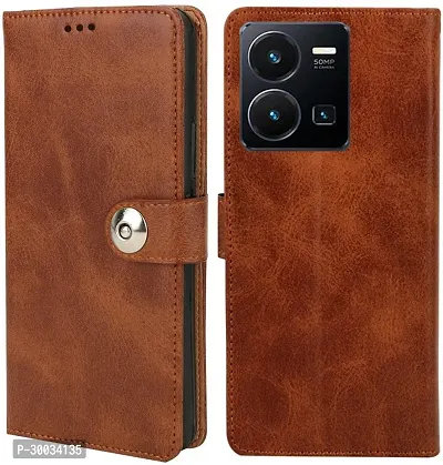 Coverblack Hybrid Tpu Artificial Leather,Rubber Flip Cover For Vivo Y1SExecutive Brown