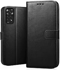 Coverblack Magnetic Case Artificial Leather,Silicon Flip Cover For Mi Redmi Note 11SVintage Starry Black-thumb1