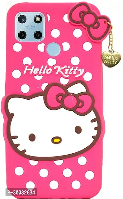 Coverblack Dual Protection Rubber Back Cover For Realme C25YHello Kitty Pink-thumb0