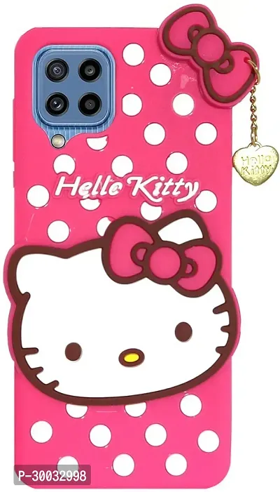 Coverblack Flexible Rubber Back Cover For Samsung Glaxaxy M32 (4G)Hello Kitty Pink