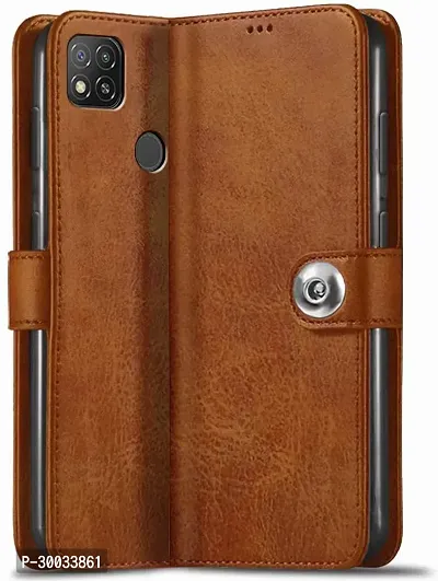 Coverblack Magnetic Case Artificial Leather,Silicon Flip Cover For Mi M2006C3Mi , Mi Redmi 9Brown