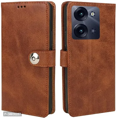 Coverblack Dual Protection Artificial Leather,Rubber Flip Cover For Itel P40+Executive Brown-thumb0