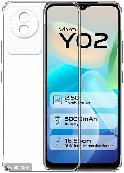 Coverblack Dual Protection Rubber Back Cover For Vivo Y02Transparent