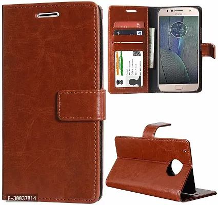 Coverblack Magnetic Case Artificial Leather,Rubber Flip Cover For Motorola Moto G5 PlusExecutive Brown-thumb2