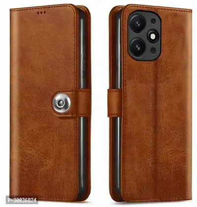 Coverblack Hard Case Artificial Leather,Rubber Flip Cover For Redmi 12 4GExecutive Brown-thumb0