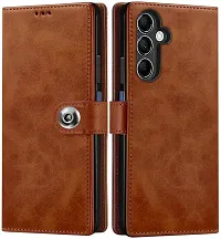 Coverblack Genuine Leather Finish Flip Cover For Samsung M15 5GSmm156B | Inside Back Tpu Wallet Button Magnetic Closure For Samsung Galaxy M15 5GBrown-thumb1