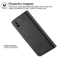 Coverblack Shock Proof Artificial Leather Flip Cover For Redmi 9A SportBlack-thumb3