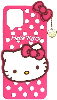 Coverblack Flexible Rubber Back Cover For Samsung Glaxaxy M32 (4G)Hello Kitty Pink-thumb1