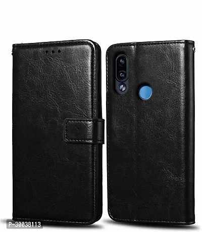 Coverblack Grip Case Artificial Leather,Rubber Flip Cover For Asus Zenfone Max Pro M1Vintage Jet Black-thumb2