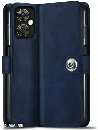 Coverblack Magnetic Case Artificial Leather Flip Cover For Oneplus Cph2467 , Nord Ce3 LiteNavy Blue