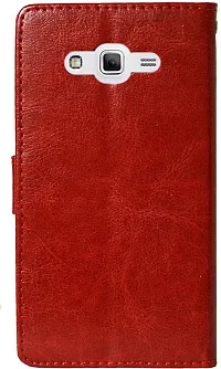 Coverblack Grip Case Artificial Leather,Rubber Flip Cover For Samsung Grand 2 Smg7102Vintage Red-thumb1