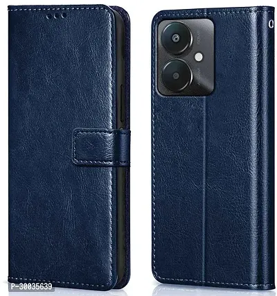 Coverblack Magnetic Case Artificial Leather,Silicon Flip Cover For Mi Redmi 13C 5GBlue-thumb0