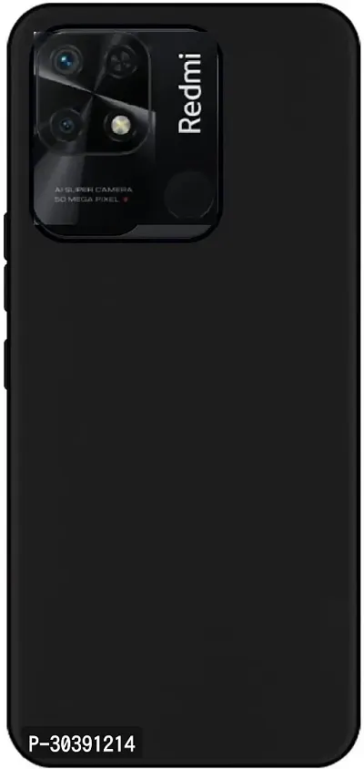 Coverblack Matte Finish Rubber Back Cover For Redmi 10Black-thumb2