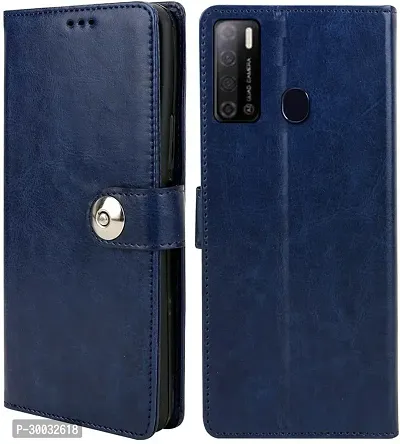 Coverblack Hybrid Tpu Artificial Leather Flip Cover For TecnoSpark Go 2020Navy Blue-thumb3