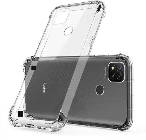 Redmi 9 / Redmi 9C / 9 Activ/Poco C31 Transparent Shockproof Anti-Slip Grip Soft Back Cover Case with Best Camera Protection & Anti-Dust Plugs Built-in by SFPRINTZ