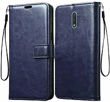 Coverblack Dual Protection Artificial Leather,Rubber Flip Cover For Nokia 2.3Ta1209Navy Blue-thumb1