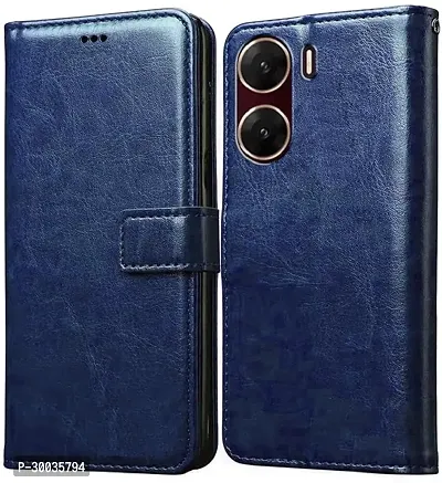 Coverblack Grip Case Artificial Leather,Silicon Flip Cover For Vivo V2303 , Vivo_V29E 5GCobalt Blue-thumb0