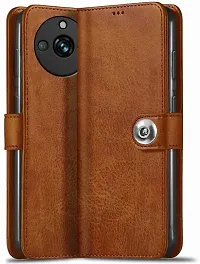 Coverblack Magnetic Case Artificial Leather,Silicon Flip Cover For Realme 11Pro Plus Rmx3741Vintage Brown-thumb1