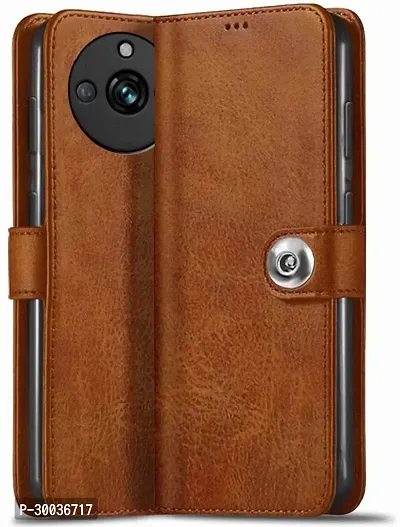 Coverblack Magnetic Case Artificial Leather,Silicon Flip Cover For Realme 11Pro Plus Rmx3741Vintage Brown-thumb2