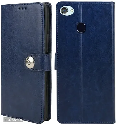 Coverblack Hybrid Tpu Artificial Leather Flip Cover For Vivo Y83 , Vivo Y81 , Vivo 1803Navy Blue