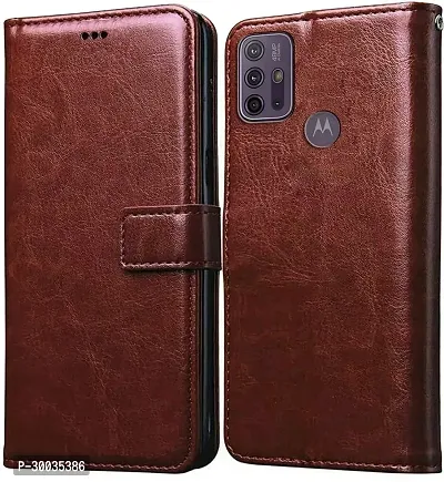 Coverblack Magnetic Case Artificial Leather,Silicon Flip Cover For Motorola Moto G10 PowerTan Brown-thumb0