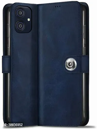 Coverblack Grip Case Artificial Leather,Silicon Flip Cover For Samsung M04Smm045FNavy Blue