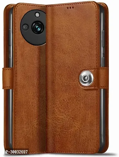 Coverblack Magnetic Case Artificial Leather,Rubber Flip Cover For Realme Narzo 60 Pro 5GBrown-thumb0