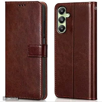 Coverblack Shock Proof Artificial Leather,Rubber Flip Cover For Samsung Galaxy A05SBrown-thumb0