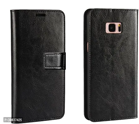 Coverblack Grip Case Artificial Leather Flip Cover For Samsung Galaxy S6 Edge PlusVenom Black