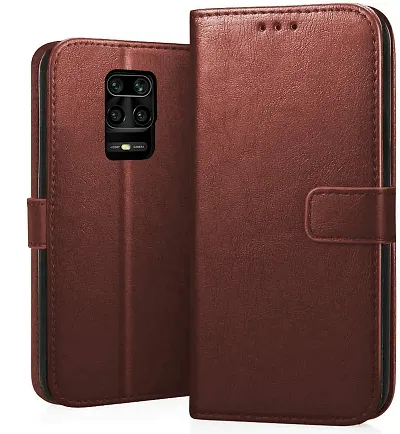 Cloudza Redmi Note 9 pro,Note 9 Pro Max,Poco M2 Pro Flip Back Cover | PU Leather Flip Cover Wallet Case with TPU Silicone Case Back Cover for Redmi Note 9 pro,Note 9 Pro Max,Poco M2 Pro (Brown)