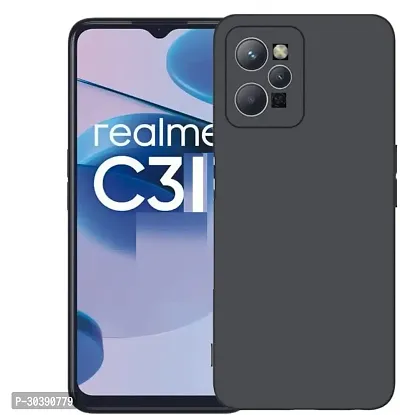 Coverblack Flexible Rubber Back Cover For Realme C31Black-thumb0