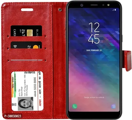 Coverblack Dual Protection Artificial Leather,Rubber Flip Cover For Samsung Galaxy A9Pro Sma910FVintage Red-thumb3