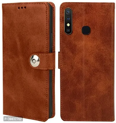 Coverblack Dual Protection Artificial Leather,Rubber Flip Cover For Infinix Hot 8Executive Brown