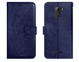 Coverblack Dual Protection Artificial Leather,Rubber Flip Cover For Gionee A1 LiteNavy Blue-thumb1