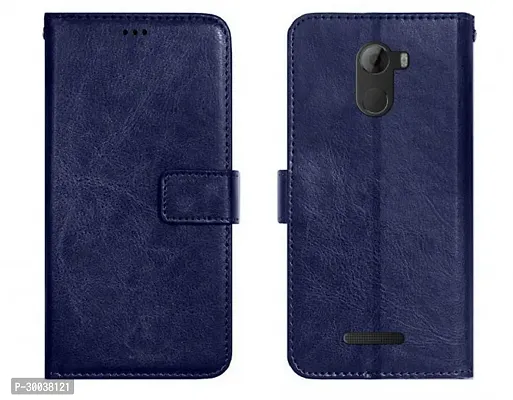 Coverblack Dual Protection Artificial Leather,Rubber Flip Cover For Gionee A1 LiteNavy Blue-thumb2